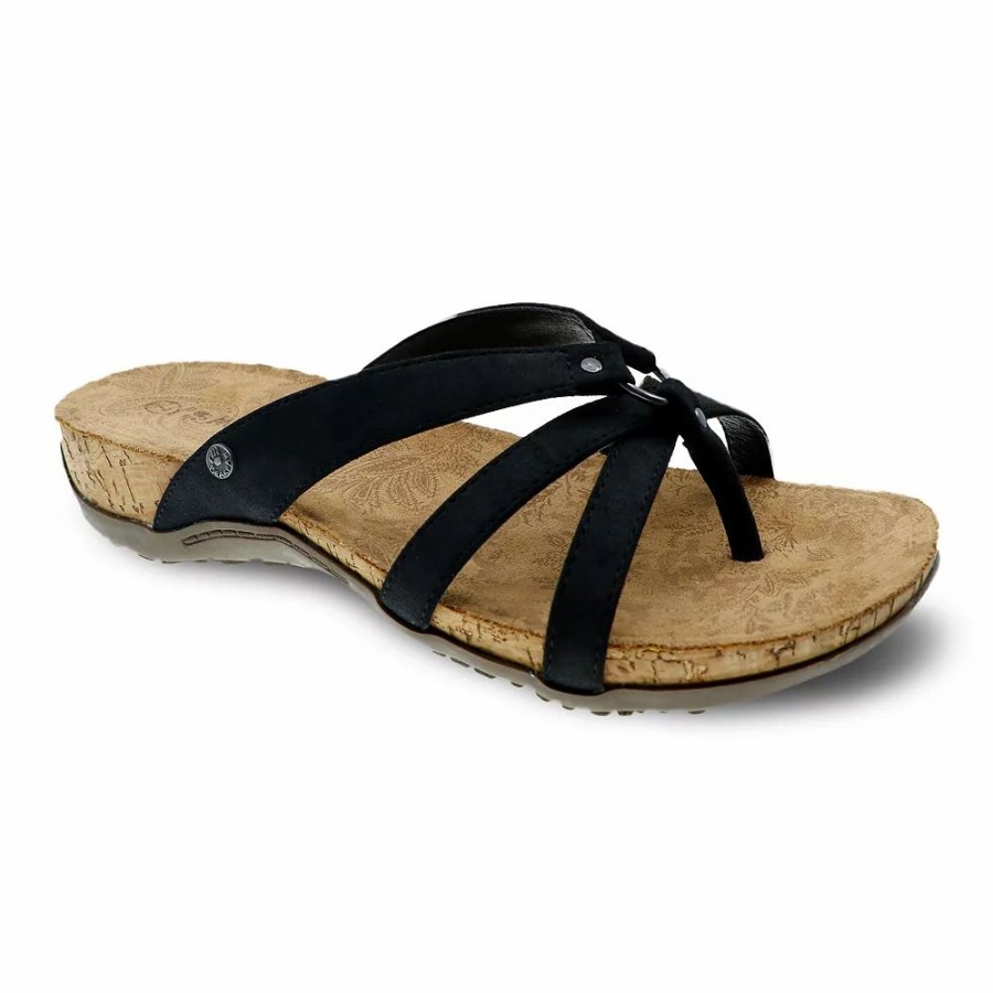 Sandals * | Bearpaw Fawn Women'S Thong Sandals Black Ii